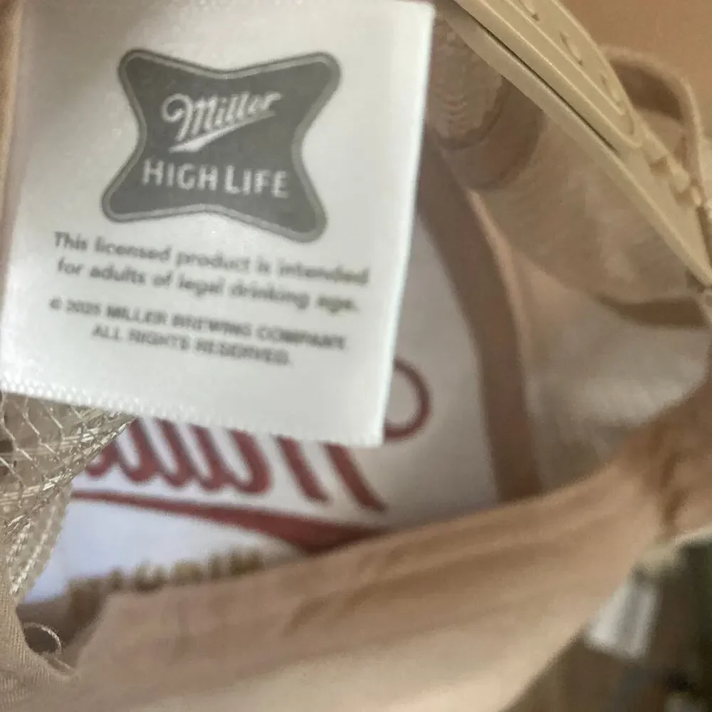Miller High Life Trucker Hat Tan Corduroy Mesh Snapback Beer Cap One Size OSFM